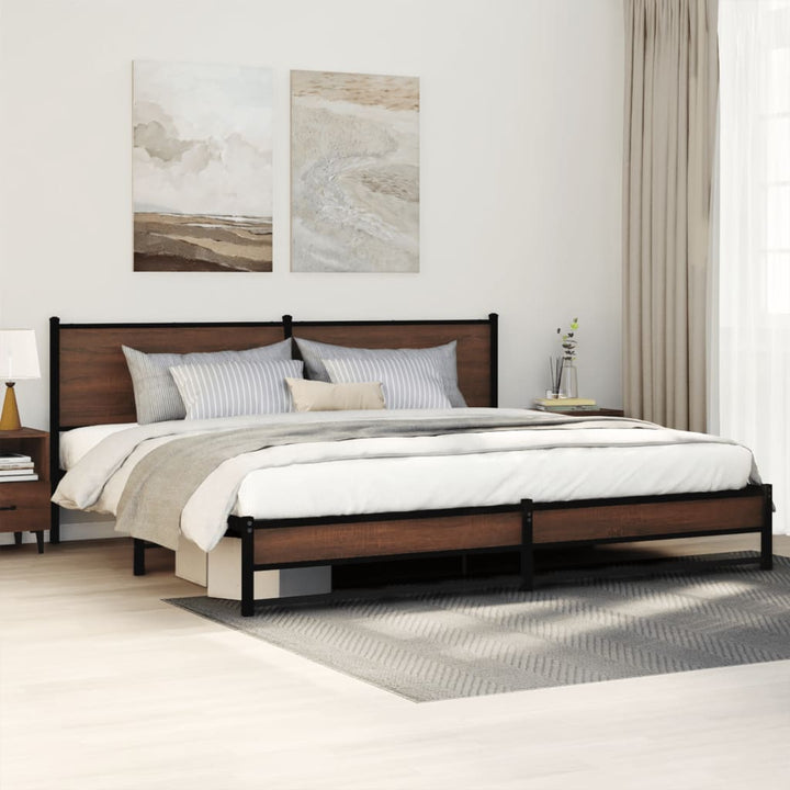 sengeramme uden madras 200x200 cm metal brun egetræsfarve