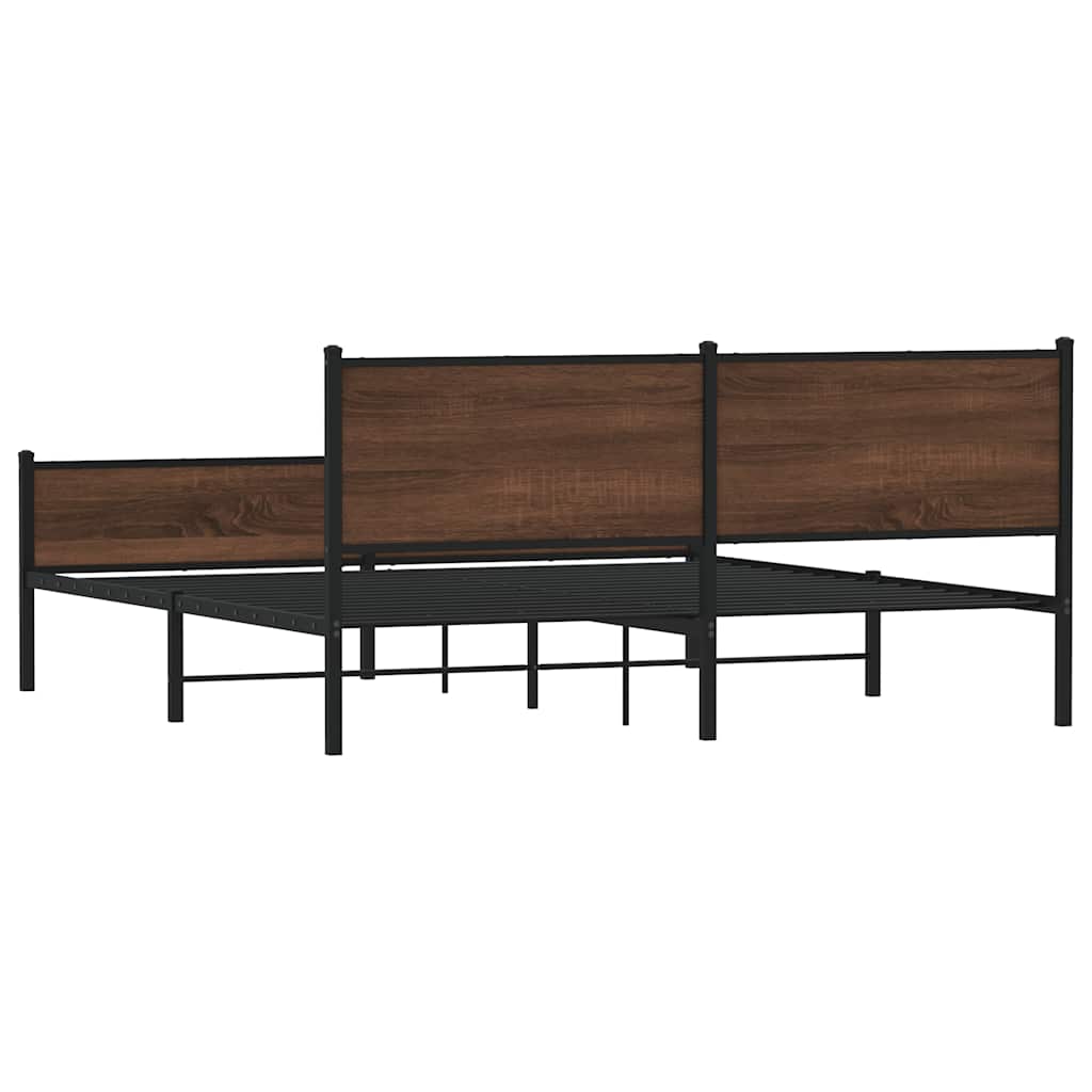 sengeramme uden madras 160x200 cm metal brun egetræsfarve