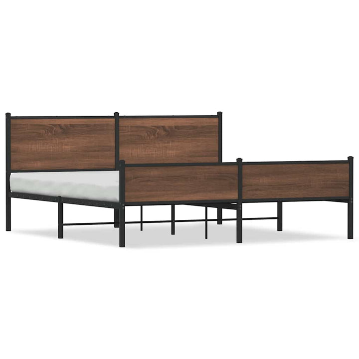 sengeramme uden madras 183x213 cm metal brun egetræsfarve