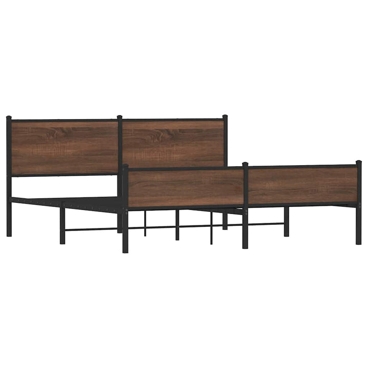 sengeramme uden madras 183x213 cm metal brun egetræsfarve