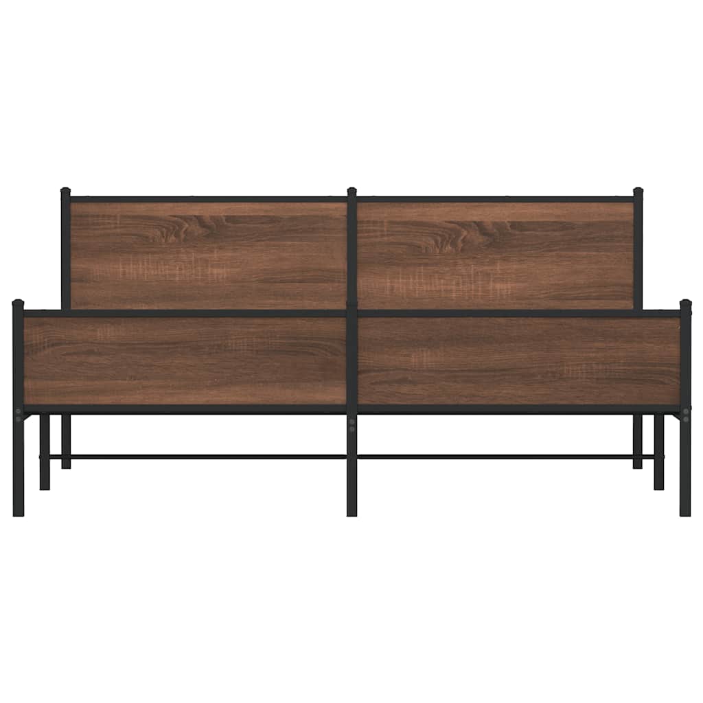 sengeramme uden madras 183x213 cm metal brun egetræsfarve