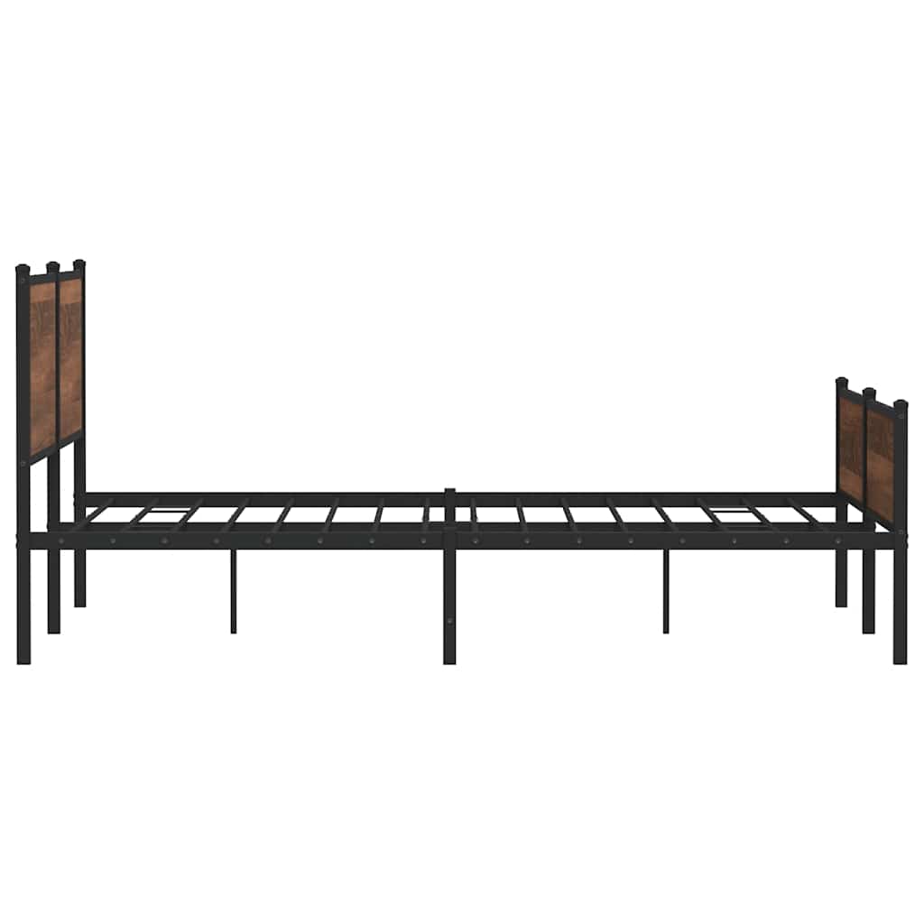 sengeramme uden madras 183x213 cm metal brun egetræsfarve