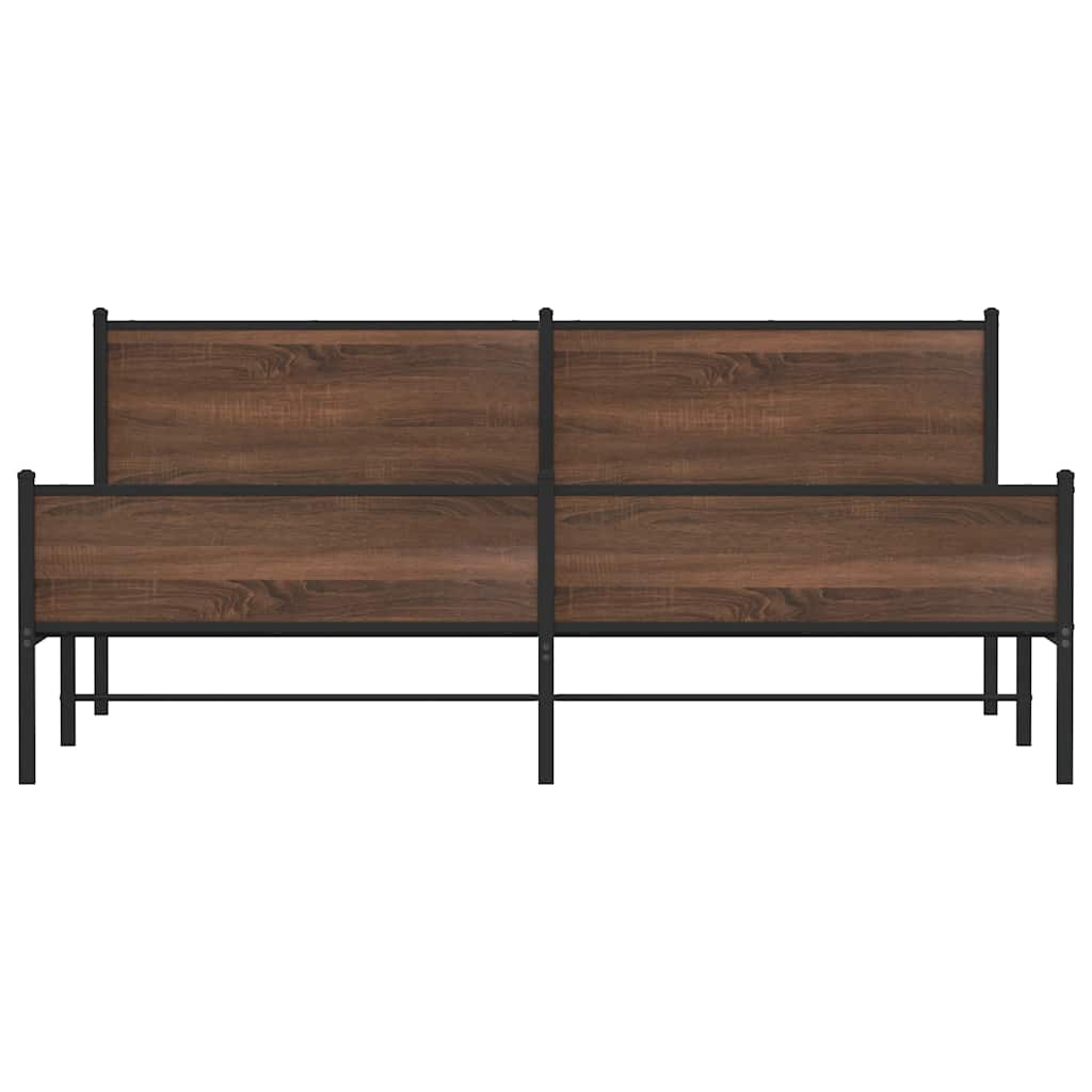 sengeramme uden madras 200x200 cm metal brun egetræsfarve