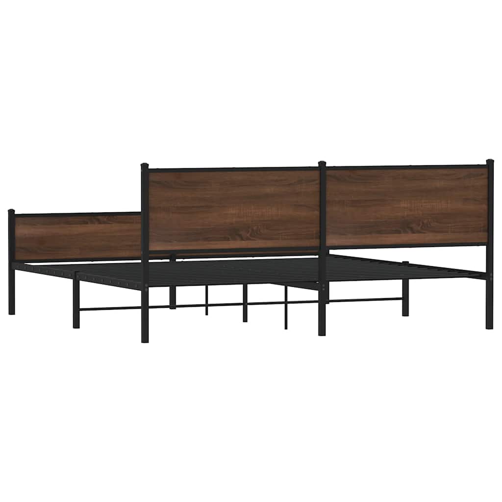 sengeramme uden madras 200x200 cm metal brun egetræsfarve
