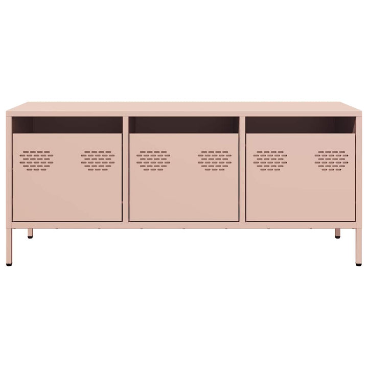 tv-bord 101,5x39x43,5 cm koldvalset stål lyserød