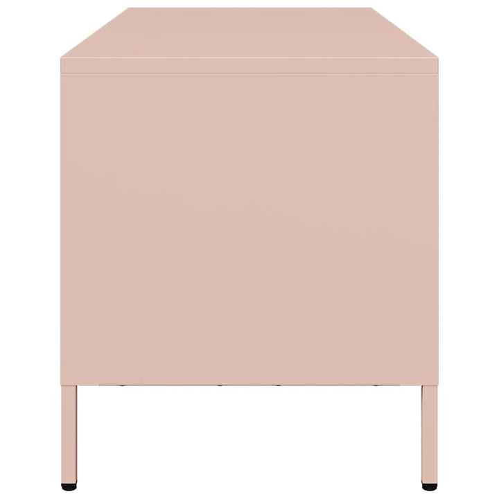 tv-bord 101,5x39x43,5 cm koldvalset stål lyserød