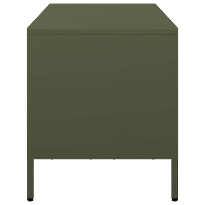 tv-bord 101,5x39x43,5 cm koldvalset stål olivengrøn