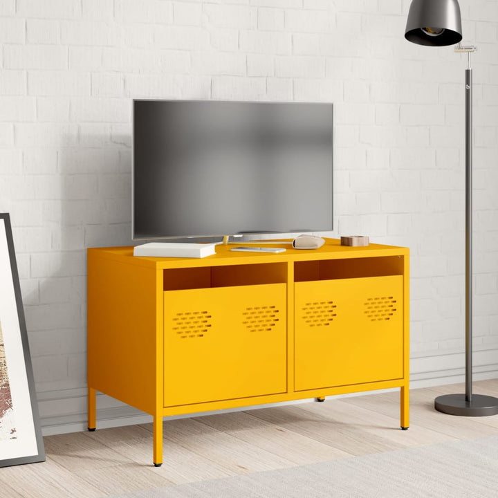 tv-bord 68x39x43,5 cm koldvalset stål sennepsgul