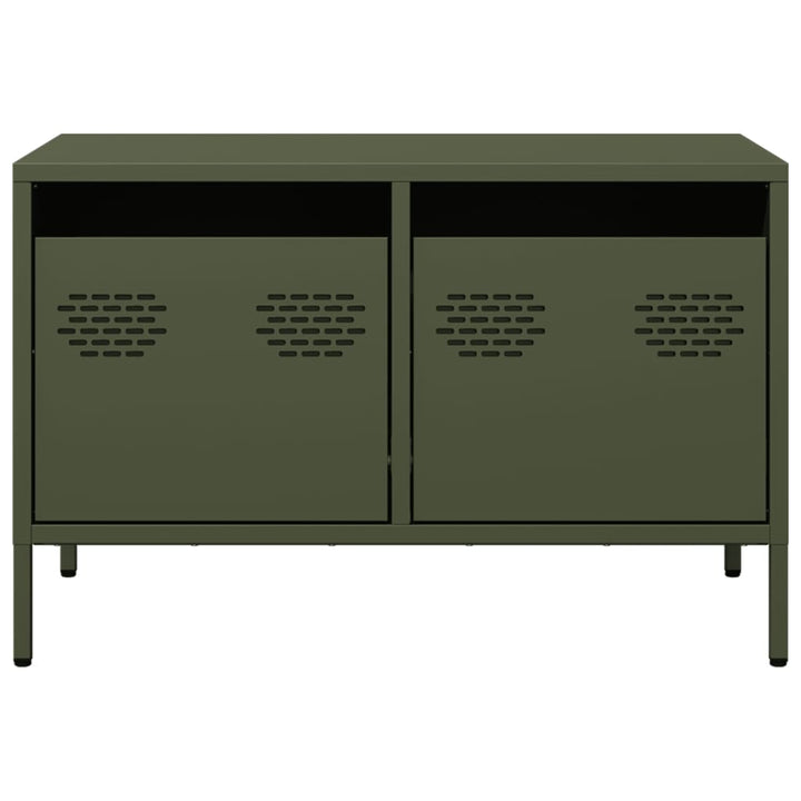 tv-bord 68x39x43,5 cm koldvalset stål olivengrøn