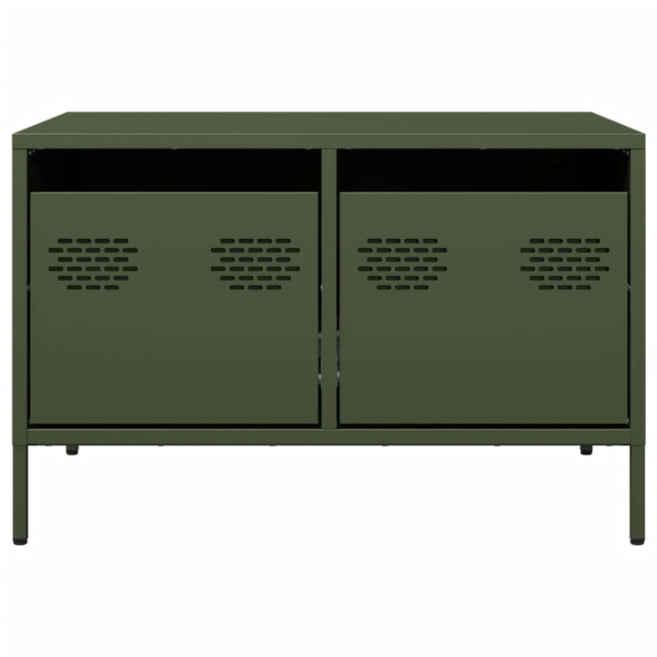 tv-bord 68x50x43,5 cm koldvalset stål olivengrøn