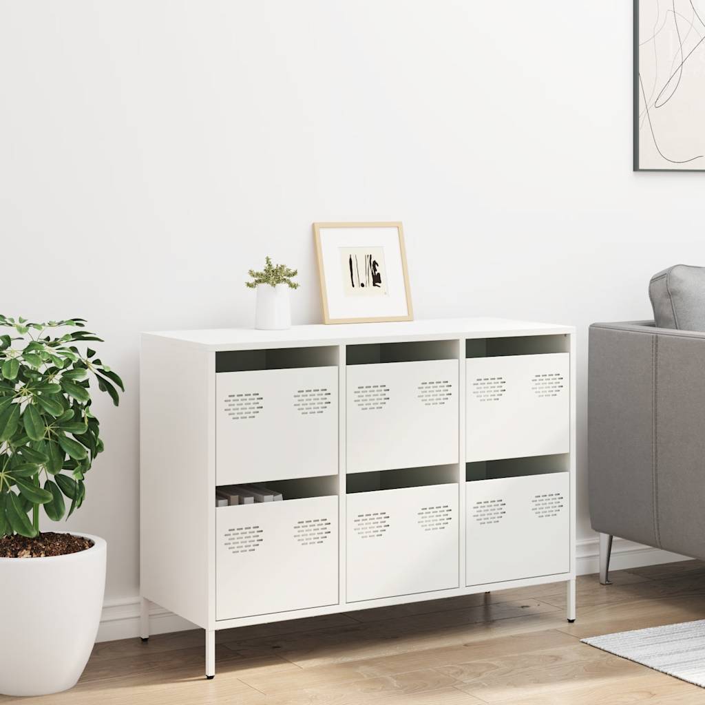 skænk 101,5x39x73,5 cm koldvalset stål hvid