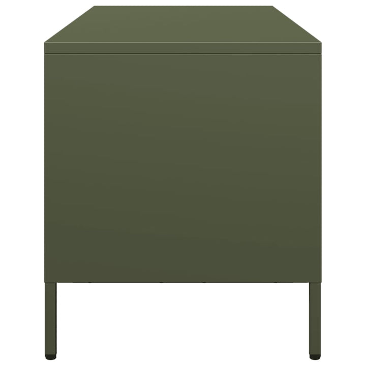tv-bord 101,5x39x43,5 cm koldvalset stål olivengrøn