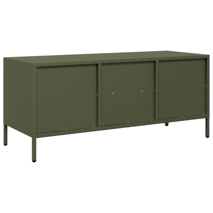 tv-bord 101,5x39x43,5 cm koldvalset stål olivengrøn