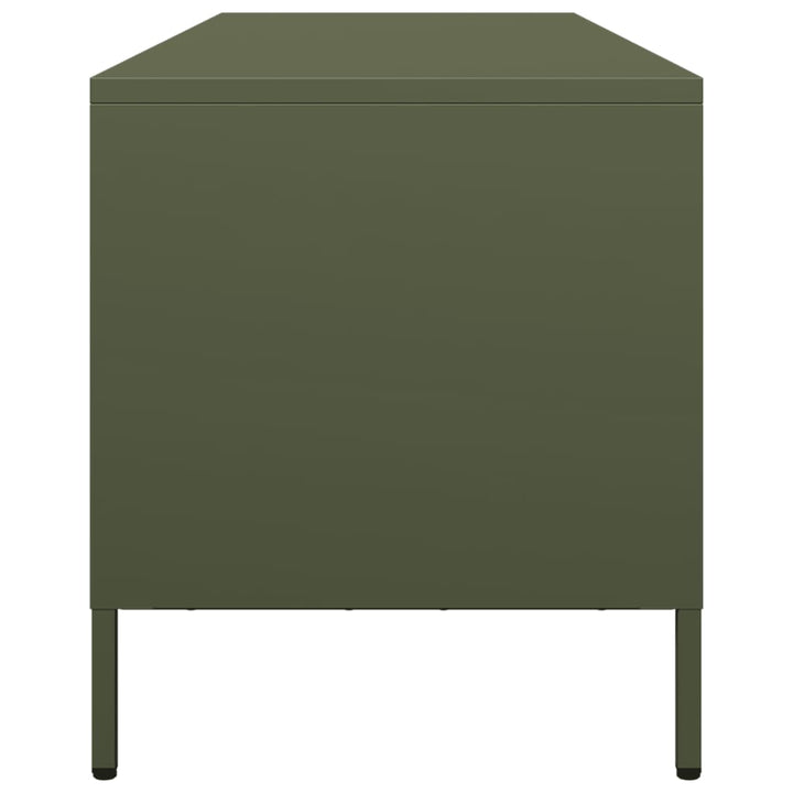 tv-bord 135x39x43,5 cm koldvalset stål olivengrøn'