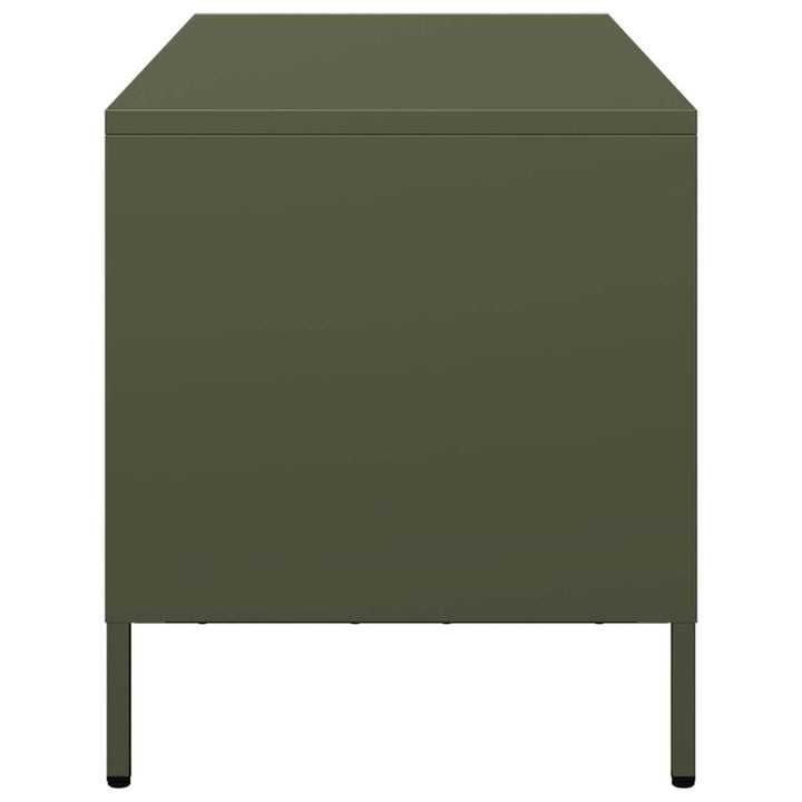 tv-bord 101,5x39x43,5 cm koldvalset stål olivengrøn