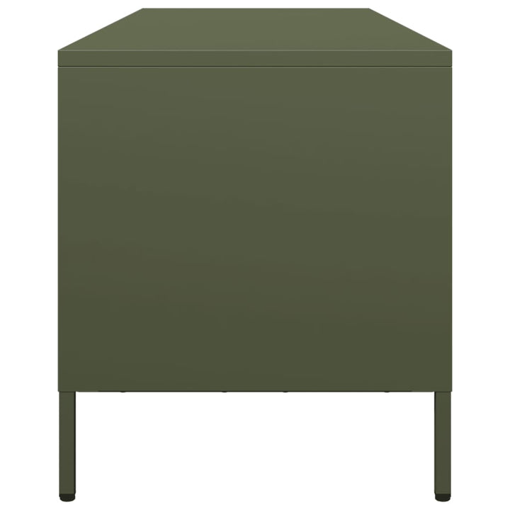 tv-bord 135x39x43,5 cm koldvalset stål olivengrøn'