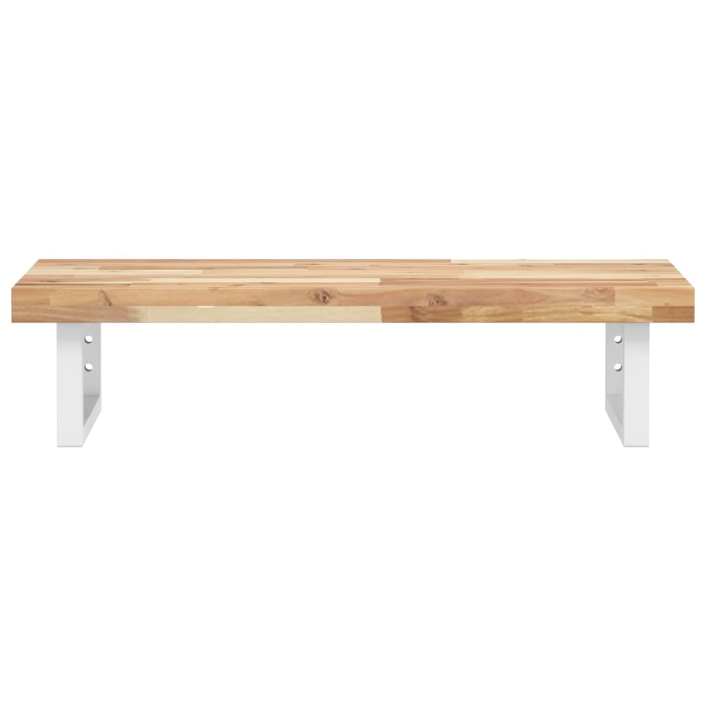 væghængt badeværelseshylde stål og massivt akacietræ