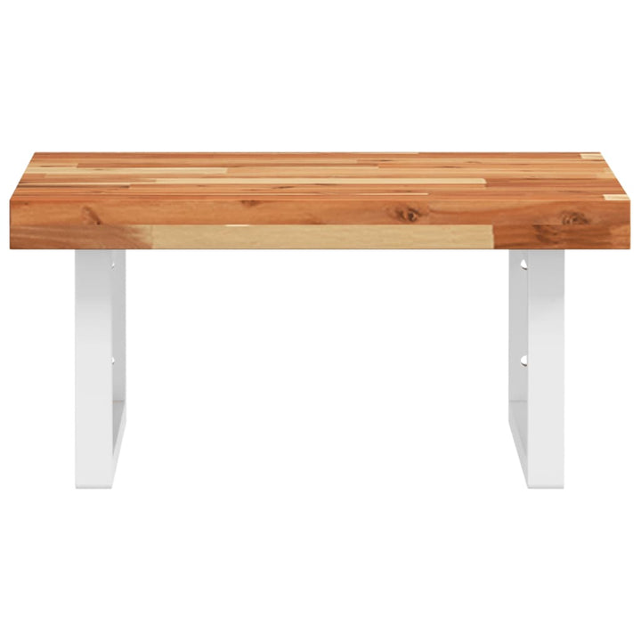 væghængt badeværelseshylde stål og massivt akacietræ