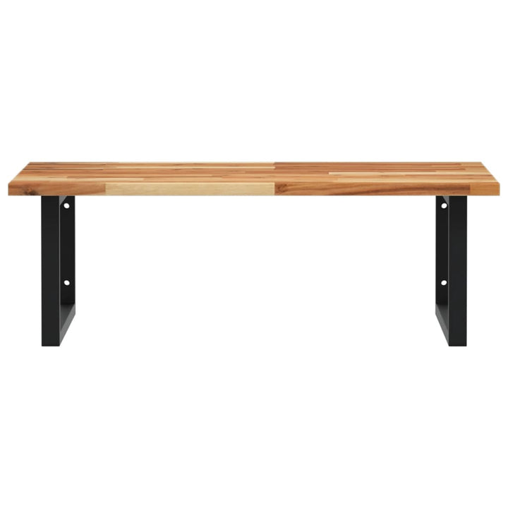 væghængt badeværelseshylde stål og massivt akacietræ