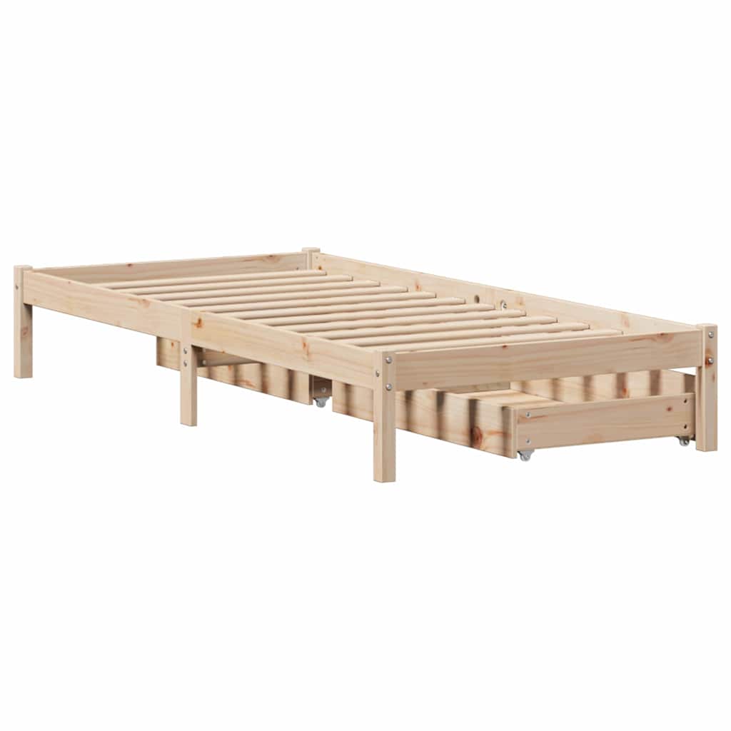 sengeramme uden madras 75x190 cm massivt fyrretræ
