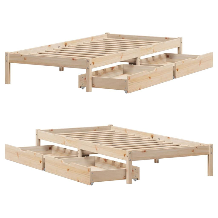 sengeramme uden madras 75x190 cm massivt fyrretræ