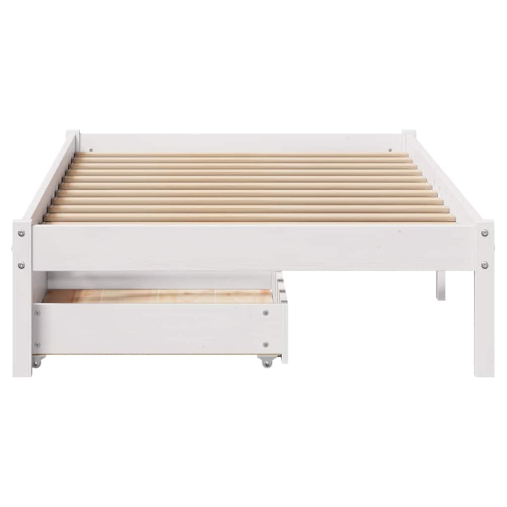 sengeramme uden madras 75x190 cm massivt fyrretræ hvid