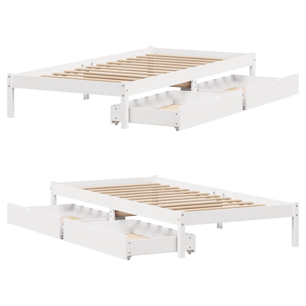 sengeramme uden madras 75x190 cm massivt fyrretræ hvid