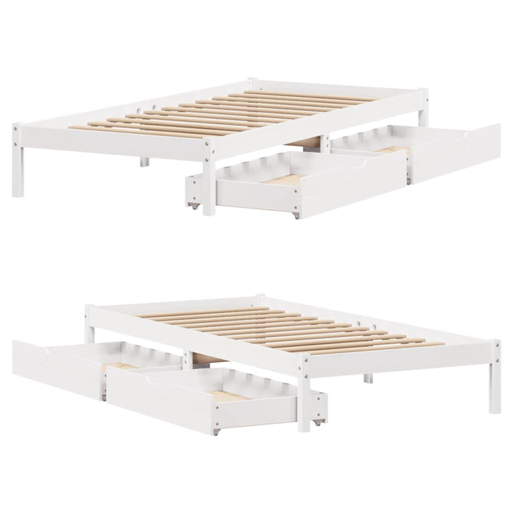 sengeramme uden madras 75x190 cm massivt fyrretræ hvid