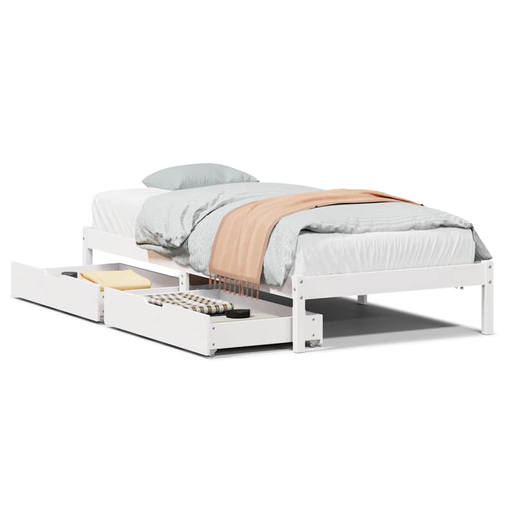 sengeramme uden madras 90x190 cm massivt fyrretræ hvid