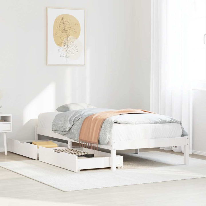 sengeramme uden madras 90x190 cm massivt fyrretræ hvid