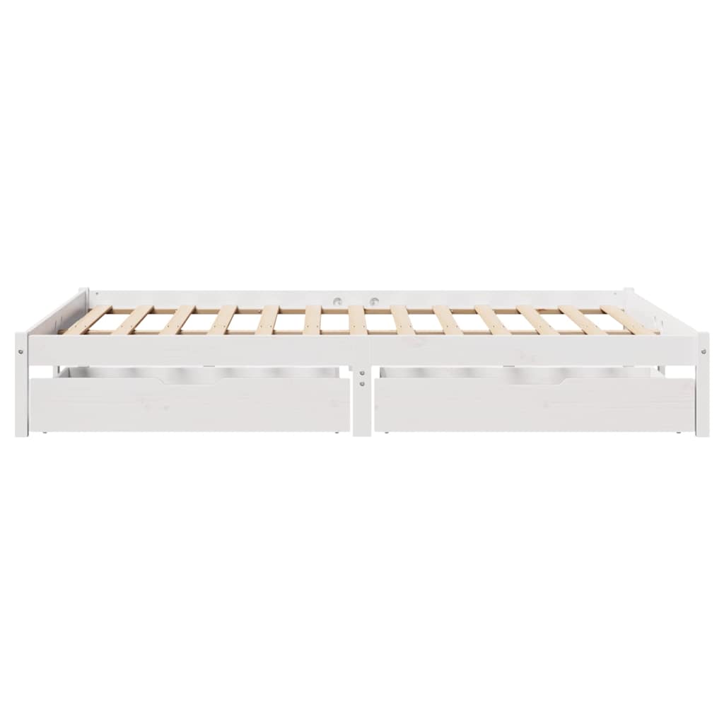 sengeramme uden madras 135x190 cm massivt fyrretræ hvid