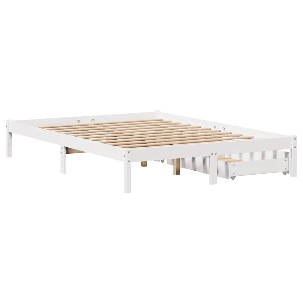 sengeramme uden madras 135x190 cm massivt fyrretræ hvid