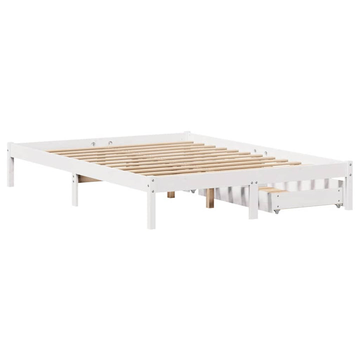 sengeramme uden madras 135x190 cm massivt fyrretræ hvid