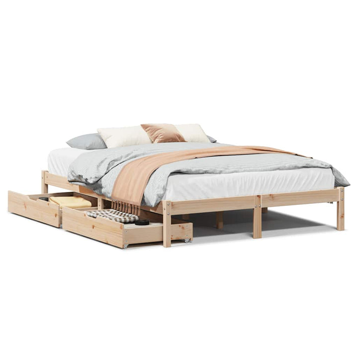 sengeramme uden madras 140x190 cm massivt fyrretræ