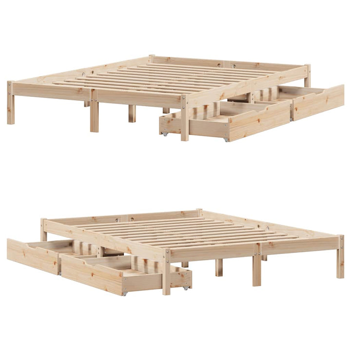 sengeramme uden madras 140x190 cm massivt fyrretræ