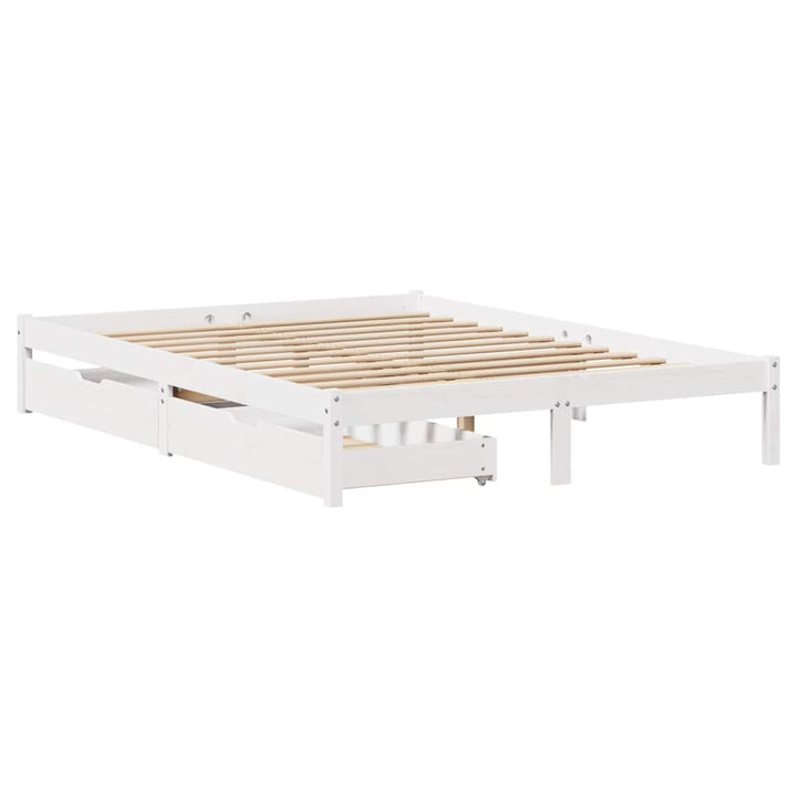 sengeramme uden madras 140x190 cm massivt fyrretræ hvid