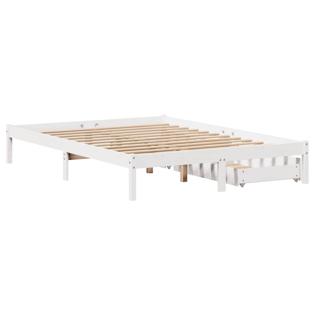 sengeramme uden madras 140x190 cm massivt fyrretræ hvid