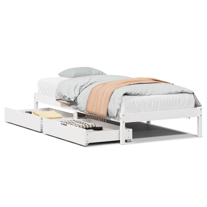 sengeramme uden madras 100x200 cm massivt fyrretræ hvid