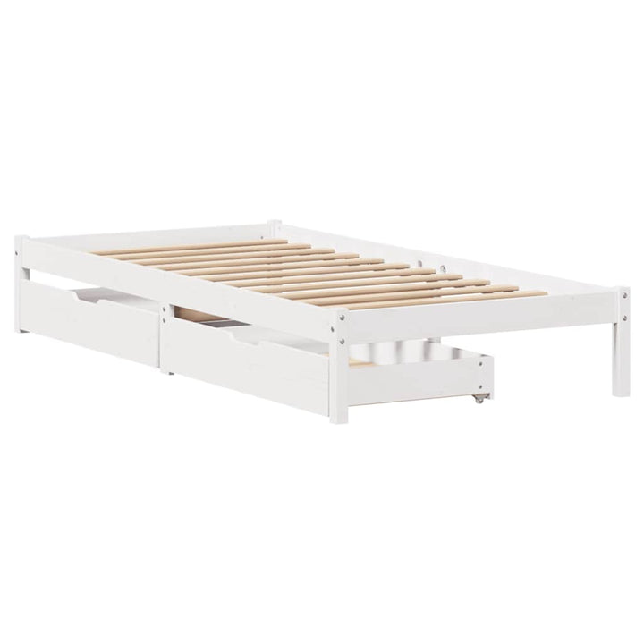 sengeramme uden madras 100x200 cm massivt fyrretræ hvid