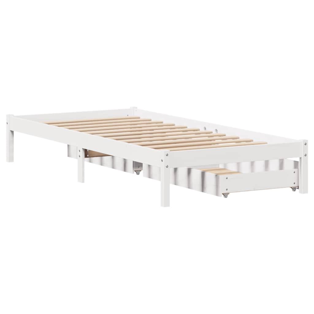 sengeramme uden madras 100x200 cm massivt fyrretræ hvid