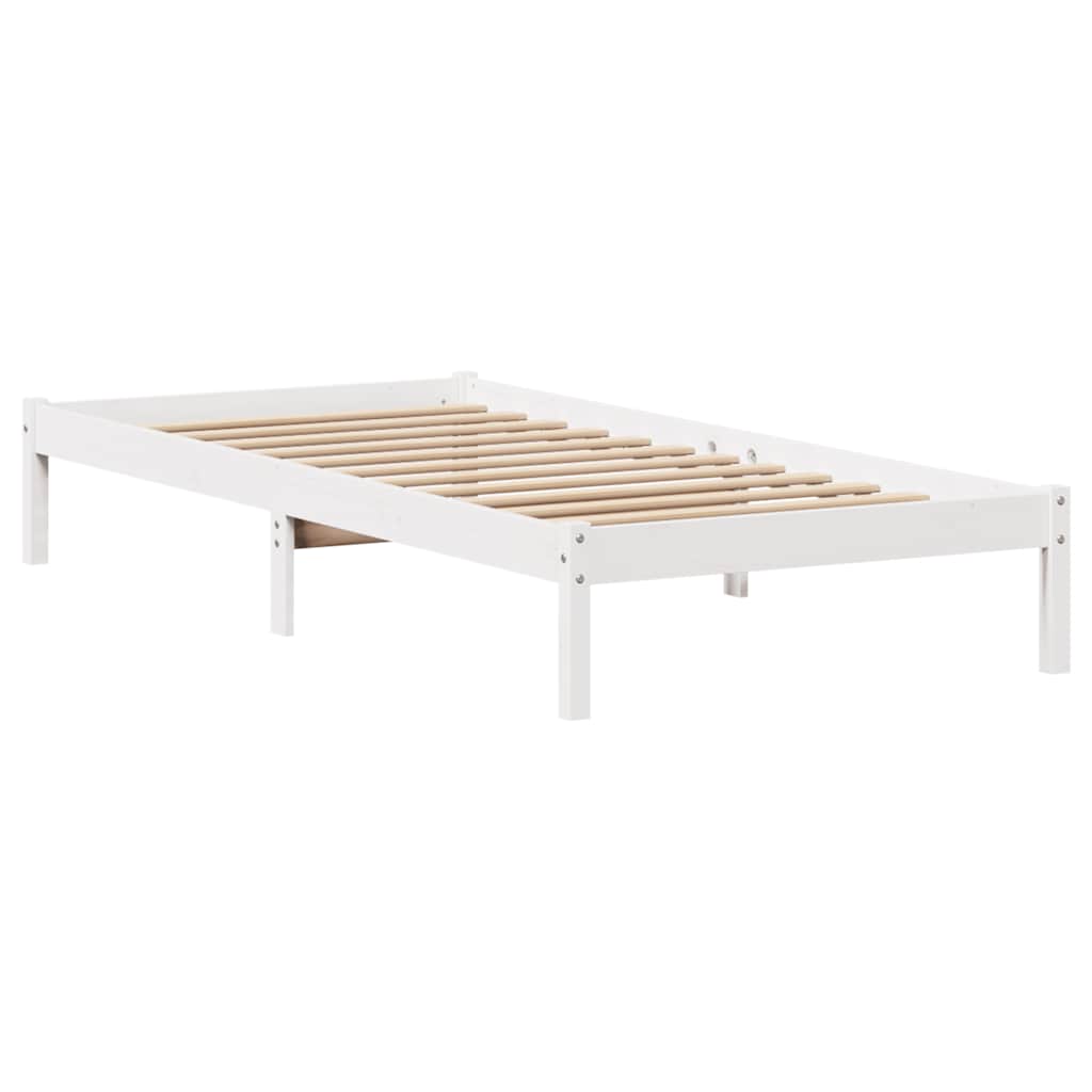 sengeramme uden madras 100x200 cm massivt fyrretræ hvid