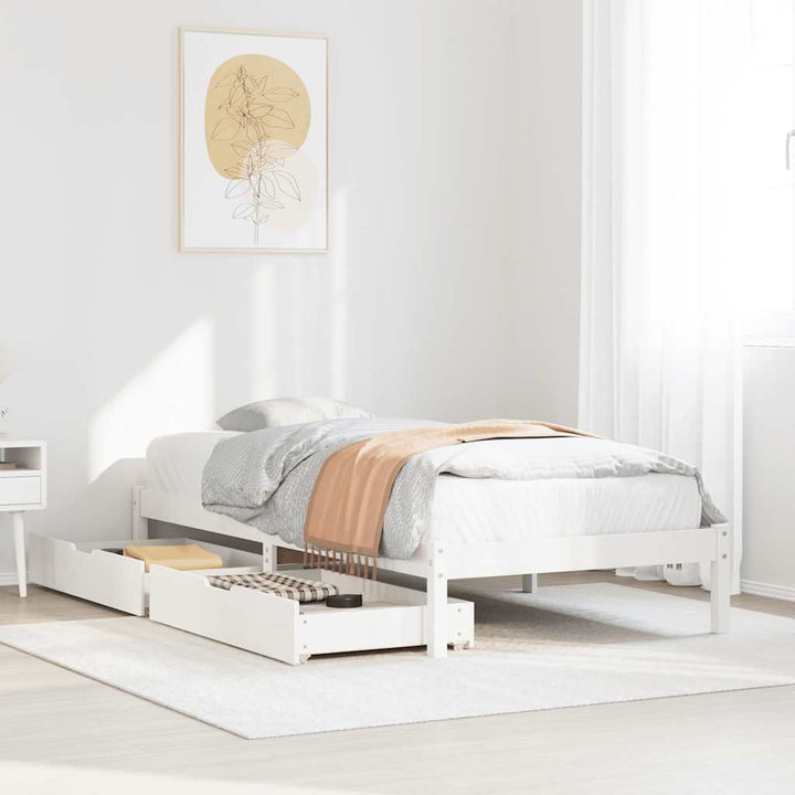 sengeramme uden madras 100x200 cm massivt fyrretræ hvid
