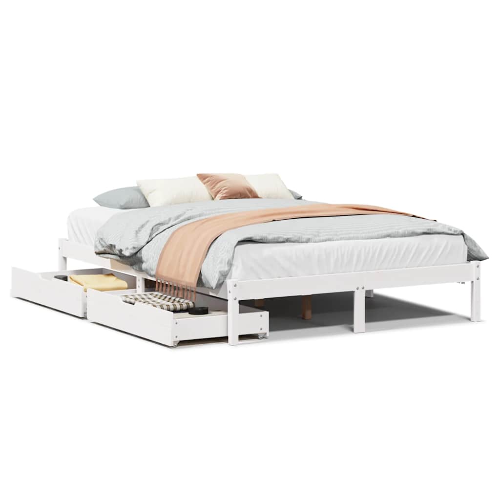 sengeramme uden madras 140x200 cm massivt fyrretræ hvid