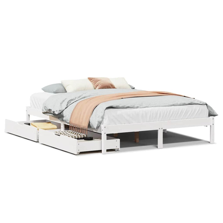 sengeramme uden madras 140x200 cm massivt fyrretræ hvid