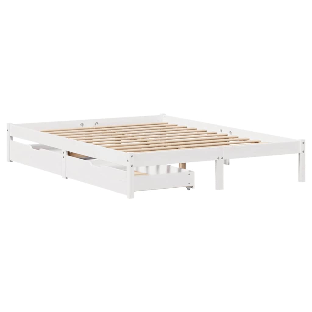sengeramme uden madras 140x200 cm massivt fyrretræ hvid