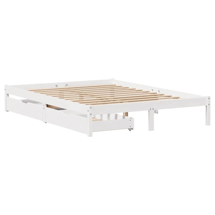 sengeramme uden madras 140x200 cm massivt fyrretræ hvid