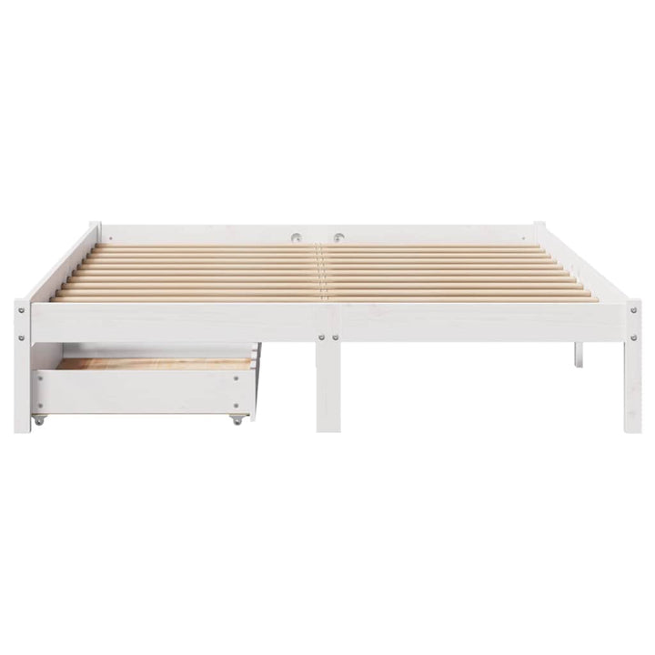 sengeramme uden madras 140x200 cm massivt fyrretræ hvid