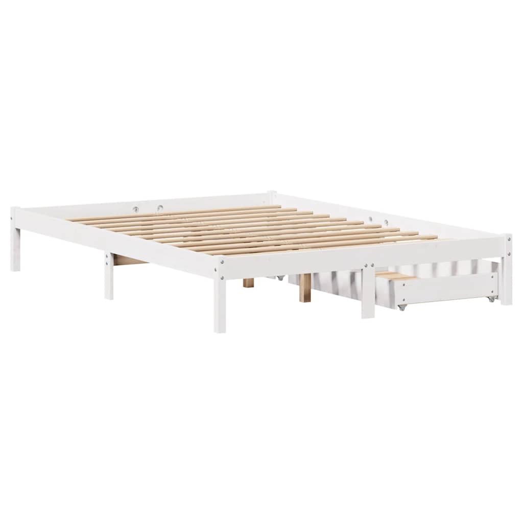 sengeramme uden madras 140x200 cm massivt fyrretræ hvid