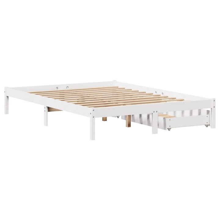 sengeramme uden madras 140x200 cm massivt fyrretræ hvid