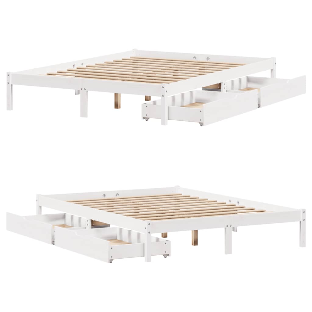 sengeramme uden madras 140x200 cm massivt fyrretræ hvid